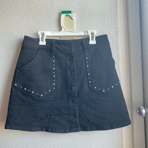 Black studded jean skirt